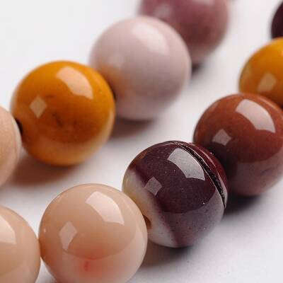 Round Natural Mookaite Gemstone Bead Strands