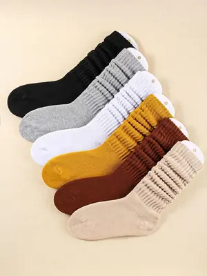 Women's Solid Crew Socks, Soft Comfy Breathable Stretchy Socks for Women, Lady Multipack Comfortable Mid-calf Knit Socks, Wom...
