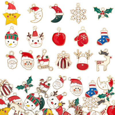 32Pcs 16 Style Alloy Enamel Pendants