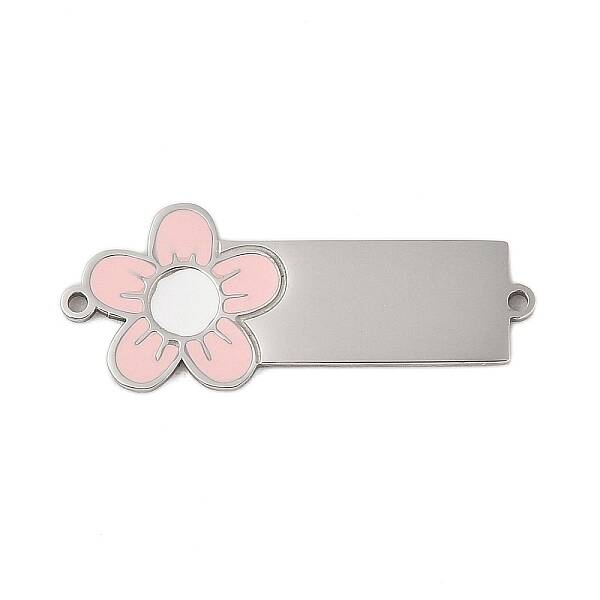 304 Stainless Steel Pink Enamel Connector Charms
