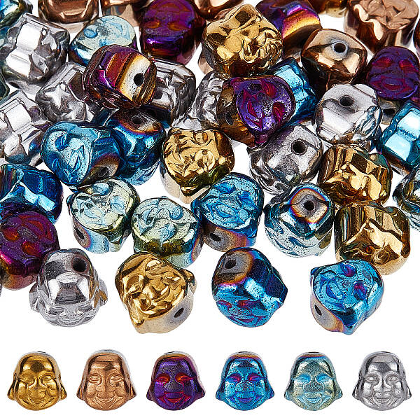 60Pcs 6 Colors Electroplate Non-magnetic Synthetic Hematite Beads