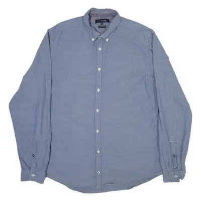 TOMMY HILFIGER Mens Plain Shirt Blue Long Sleeve XL