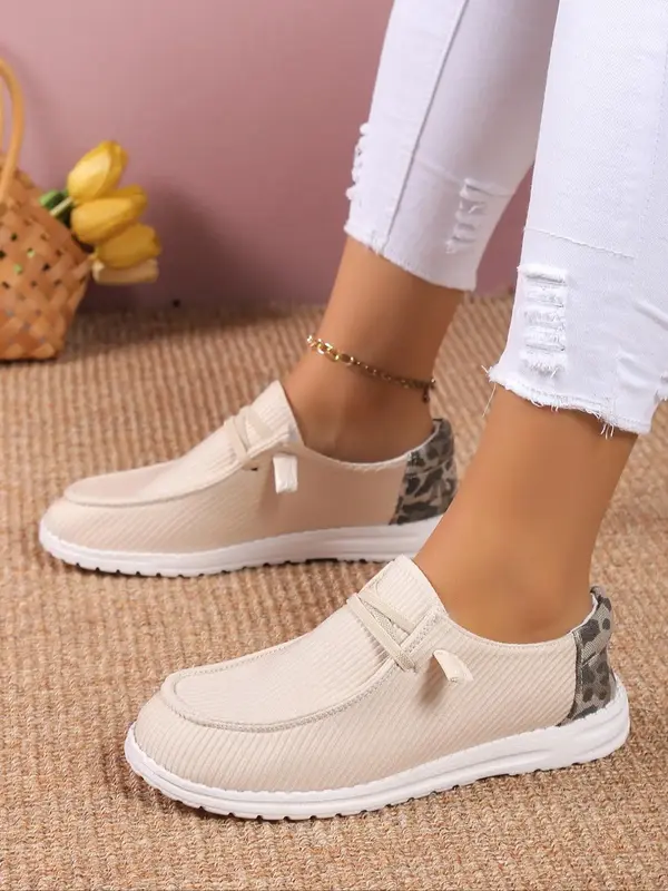 Women's Leopard Pattern Low Top Sneakers, Casual Trendy Versatile Slip-on Sports Running Shoes, Comfortable Non-slip Walking ...