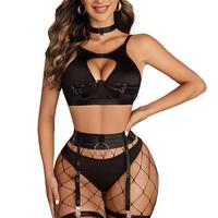 Avidlove Lingerie Push Up Bondaged 5 Piece Set with Underwire Garter Belt Lingerie Set for Women Bra and Panty 5 Piece with C...