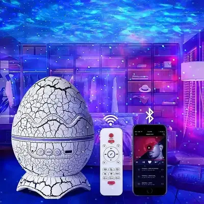 Dinosaur Egg Projector, Star Projector Night Light, USB Powered Starry Projector LED Light with Speaker & Timer & Remote C...