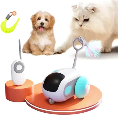 Interactive Smart Toy Car for Indoor Cats or Dog - USB Rechargeable and Automatic Mobile Pet Toy Designed to Engage and Stimu...