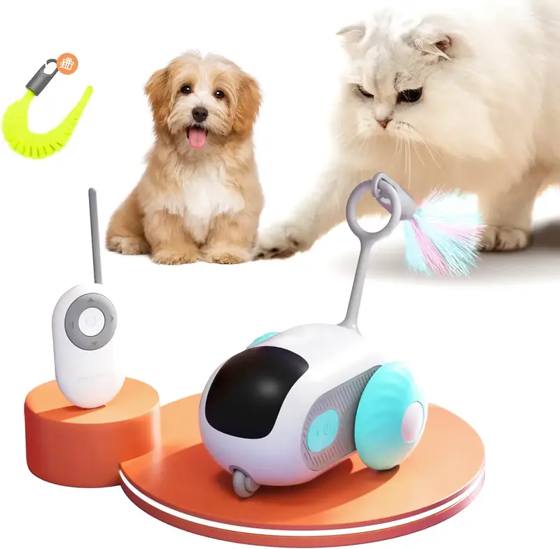 Interactive Smart Toy Car for Indoor Cats or Dog - USB Rechargeable and Automatic Mobile Pet Toy Designed to Engage and Stimu...