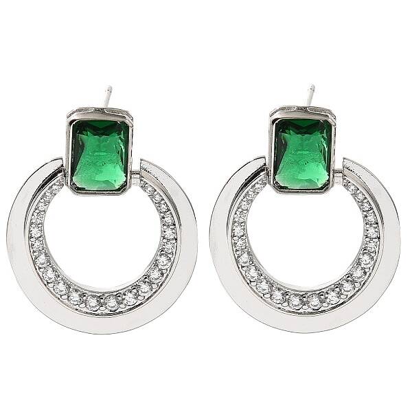 Brass Cubic Zirconia & Glass Stud Earrings