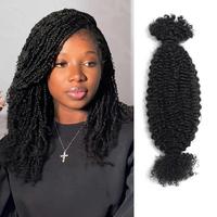 [Style Icon] Spring Twist Crochet Human Hair Afro Kinky Curly Braiding Hair Extension Upgraded Afro Kinkys Bulk Natural Black...