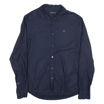 CALVIN KLEIN Shirt Blue Geometric Long Sleeve Mens M