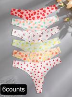 Women's All Over Fruit Print Drop Waist Thong, Soft Comfy Breathable Seamless Panty for Daily Wear, Underwear for All Seasons...