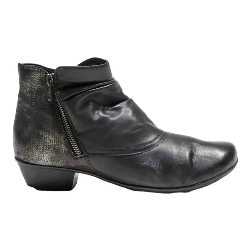 REMONTE Ankle Boots Black Leather Womens UK 6