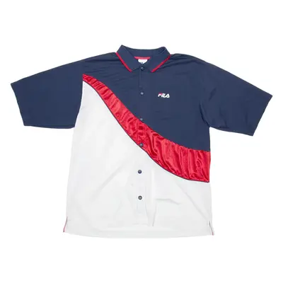 FILA Mens Polo Shirt White Colourblock XL