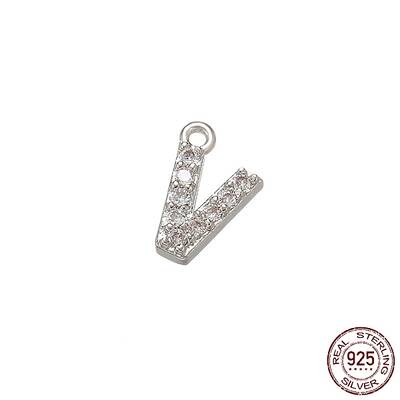 Real Platinum Plated Rhodium Plated 925 Sterling Silver Micro Pave Clear Cubic Zirconia Charms