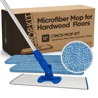 Cinch Microfiber Mop for Hardwood, Tile, Vinyl & Smooth Floors | 2 Wet Pads Included | Reusable Mopping Heads | Lightweight F...