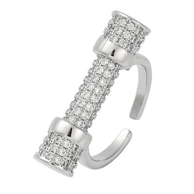 Rack Plating Brass Micro Pave Cubic Zirconia Cuff Rings for Women