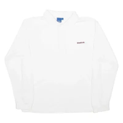 REEBOK Mens Polo Shirt White Long Sleeve L