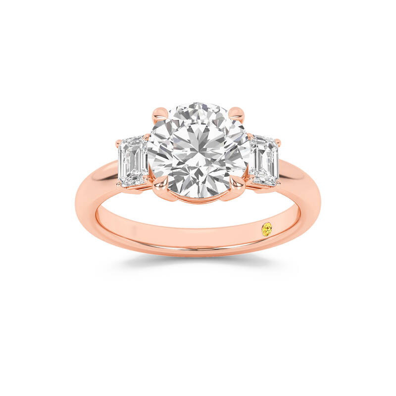 Moonbeam Three Stone Round Lab Grown Diamond Engagement Ring | 14K Rose Gold 3 1/2 CT. TW.