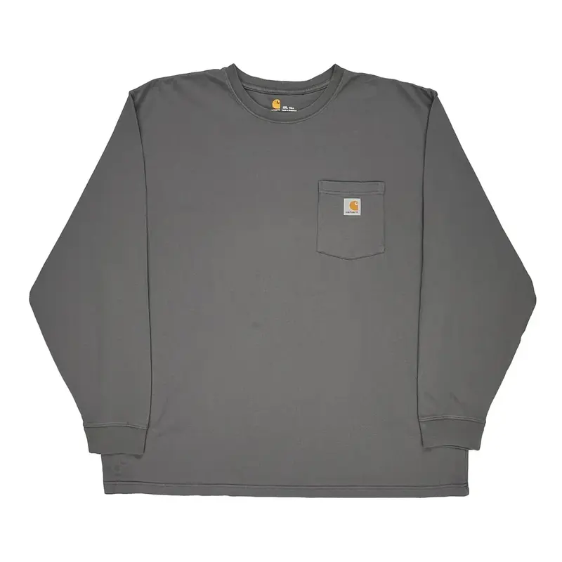 Carhartt Tall Long Sleeve T-Shirt - 2XL Grey Cotton