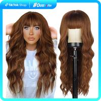 AISI HAIR Summervibes Auburn Wig with Bangs Long Wavy Ginger Wig Natural Looking Heat Resistant Synthetic Curly Full Wigs for...