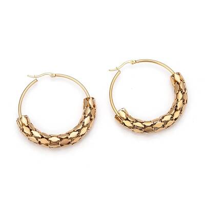 304 Stainless Steel Mesh Hoop Earrings