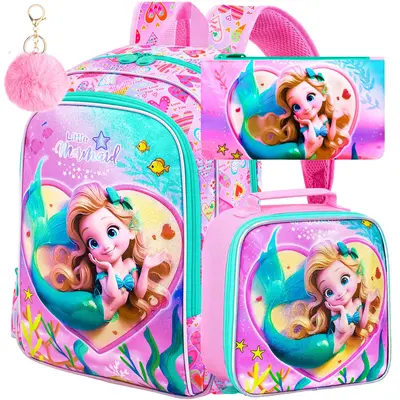 3Pcs Mermaid Backpack, 16\
