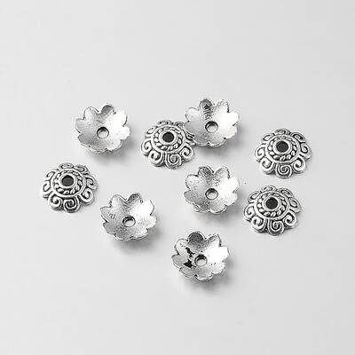 Tibetan Style Alloy Flower Bead Caps