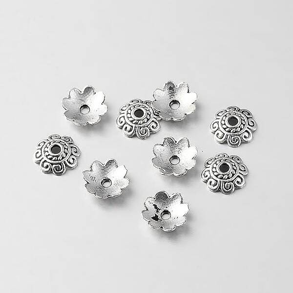 Tibetan Style Alloy Flower Bead Caps