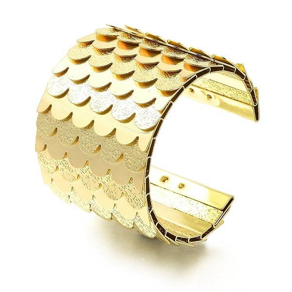 Alloy European American Exaggerated Open Cuff Fish Scale Pattern Bangles for Women