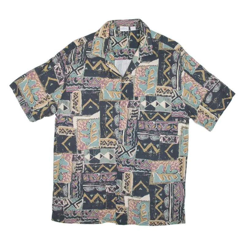 Mens Shirt Blue Crazy Pattern M