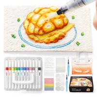 44 Pcs Magic Foam Texture Painting Kit, Including 28 Pcs Foam Texture Paper, 12 Colors Brush Tip Automatic Ink Control Acryli...