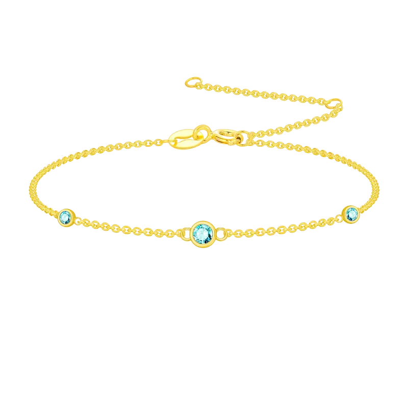 14K Gold Round Topaz Charm Bracelet