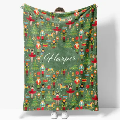 Nutcracker Christmas Tree Step And Repeat Custom Blanket - Aperturee