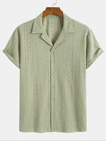 Men's Geometric Jacquard Short Sleeve Shirt, Loose Casual Comfy Breathable Shortsleeve Top for Summer, Casual Soft Fit Men's ...