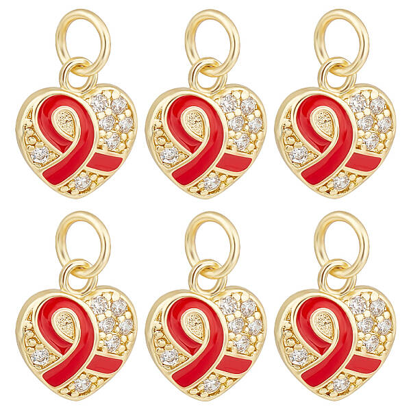 15Pcs Brass Micro Pave Clear Cubic Zirconia Pendants