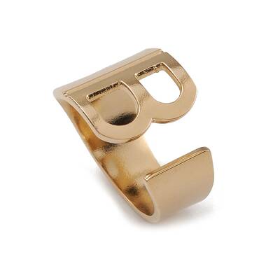 Ion Plating(IP) 304 Stainless Steel Initial Letter B Open Cuff Rings for Women