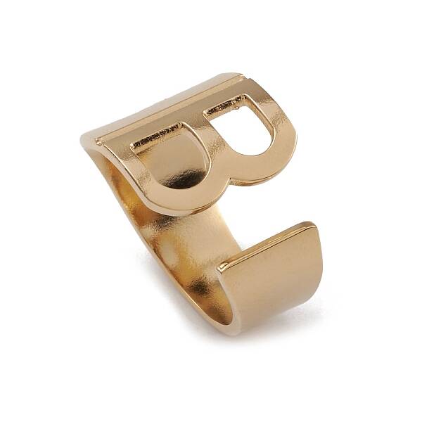 Ion Plating(IP) 304 Stainless Steel Initial Letter B Open Cuff Rings for Women