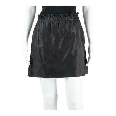 ZARA KNIT Leather Feel Womens Straight Skirt Black Short Leather S