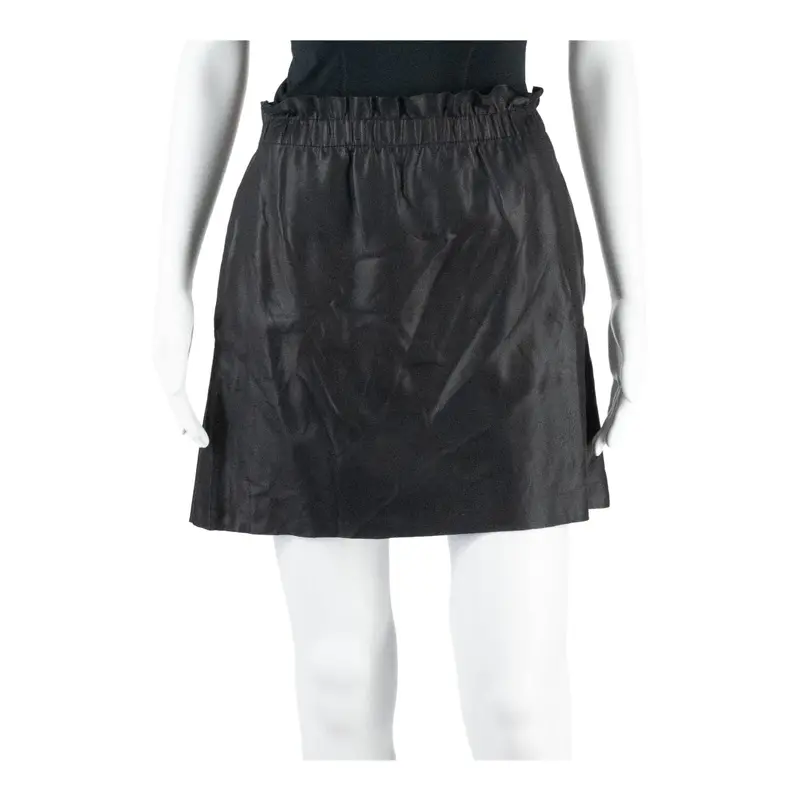 ZARA KNIT Leather Feel Womens Straight Skirt Black Short Leather S