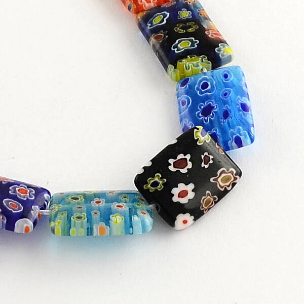 Rectangle Handmade Millefiori Glass Beads