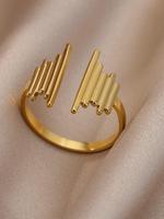 Simple Geometric Design Stainless Steel Cuff Ring, Casual Open Adjustable Ring For Daily Wear, Fashion Accessories For Women ...