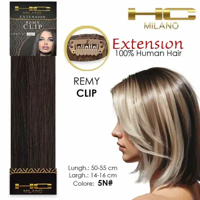 Hc milano natural hair 3 clips 1 strip remy width 14-16cm length 55cm col.5n
