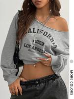 Women's Letter Print Sweatshirt, Casual Long Sleeve Pullover for Fall & Winter, Women's Clothes for Daily Wear, Tops