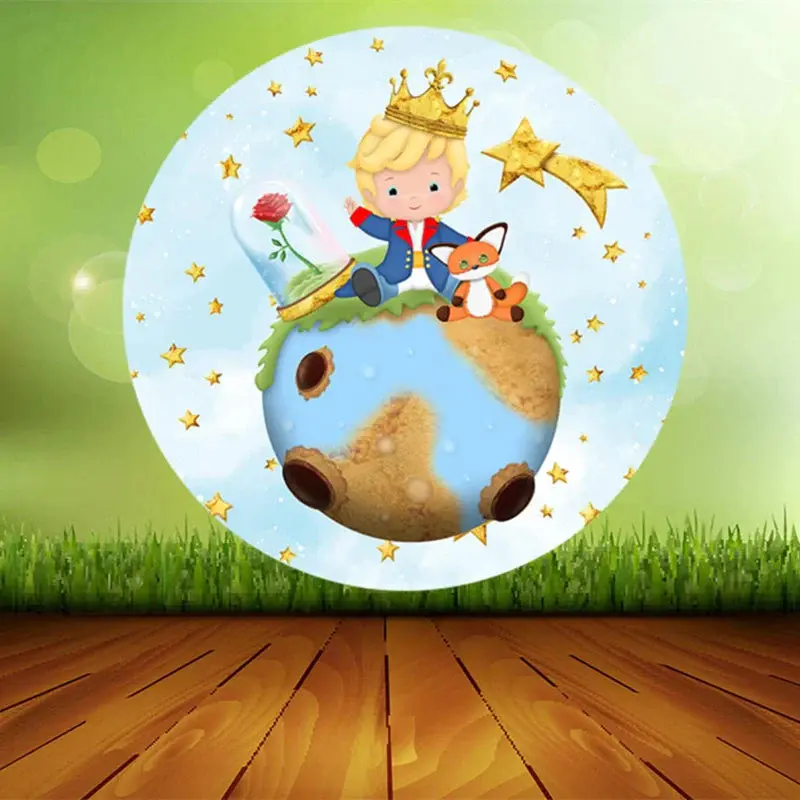 Aperturee Little Princess And Fox Planet Birthday Backdrop Kit | Circle Party Backdrop | Circle Backdrops For Birthday | Cust...