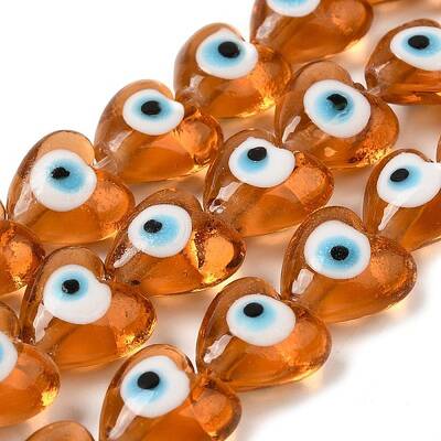 Heart Evil Eye Lampwork Bead Strands