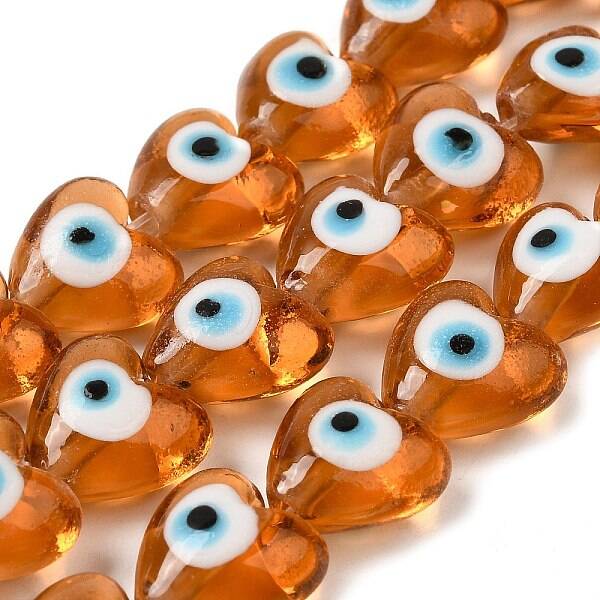 Heart Evil Eye Lampwork Bead Strands