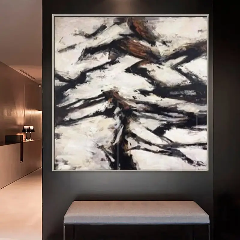 Oversized Original Gray and Black Painting Contemporary Abstract Art Texture | ICE DRIFT