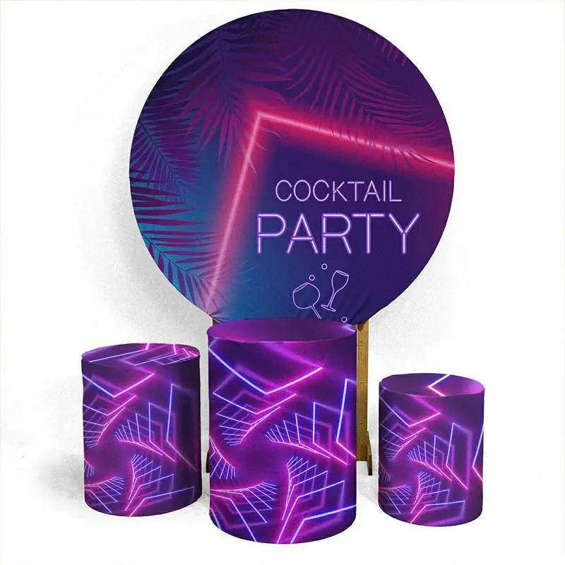 Aperturee Magic Purple Cocktail Party Round Birthday Backdrop Kit | Birthday Backdrop Ideas | Custom Round Birthday Backdrop ...