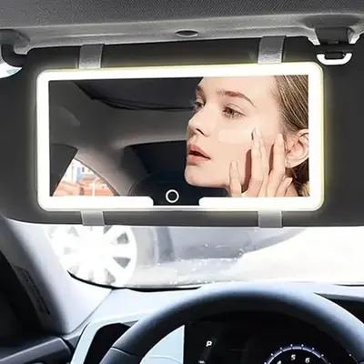 Car Makeup Mirror, Rechargeable Car Sun Visor Mirror, Touch Screen Makeup Mirror with Dimmable Light, Car Interior Accessorie...