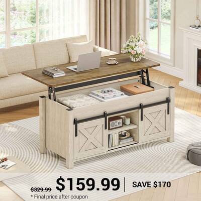 SEDETA ® 39.3 Inch Lift Top Coffee Table with Hidden Compartment Farmhouse Lift Tabletop with Open Storage Shelf Dining Tabl...